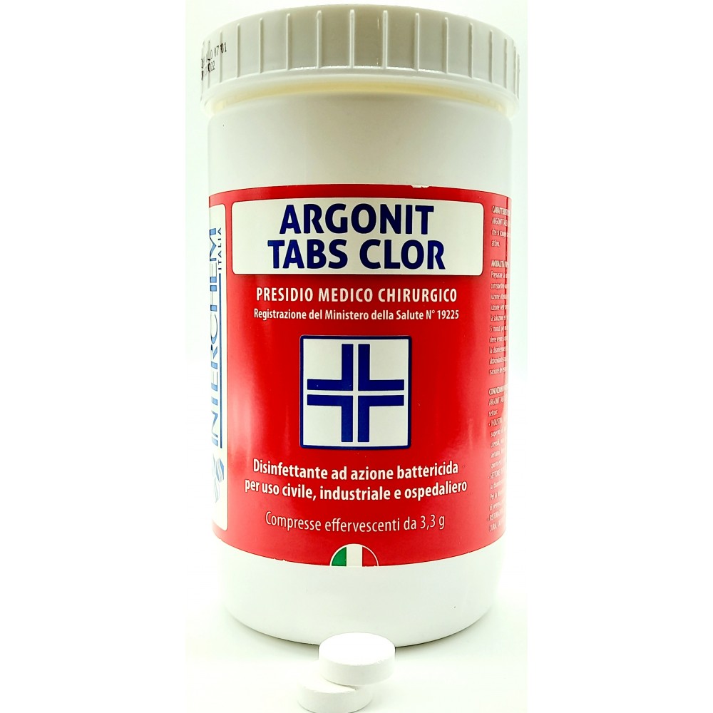 Pastiglie di cloro per disinfezione, sanificazione oggetti, superfici,  forte potere battericida: TABS CLOR da 1 kg.