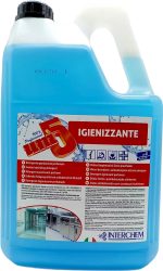 Detergente igienizzante per pavimenti, concentrato a base di sali quaternari di ammonio, tanica 5 Litri: UNI5