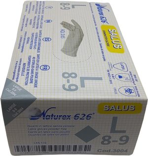 Guanti in lattice monouso, senza polvere, Salus Naturex 626