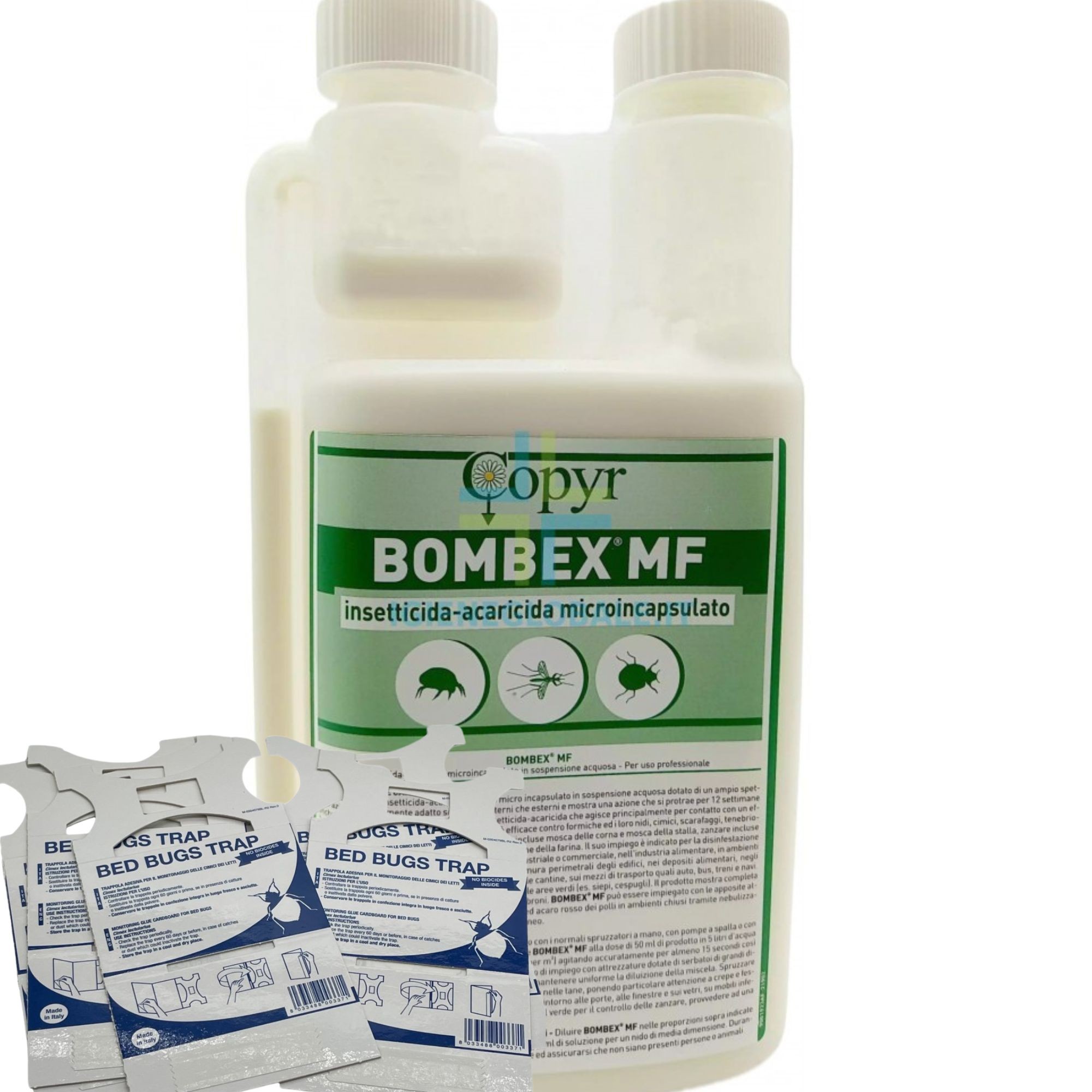 Insetticida cimici da letto, microincapsulato, residuale 12 settimane: BOMBEX MF con Trappole Insetticida cimici da letto, microincapsulato, residuale 12 settimane: BOMBEX MF con Trappole - immagine 1