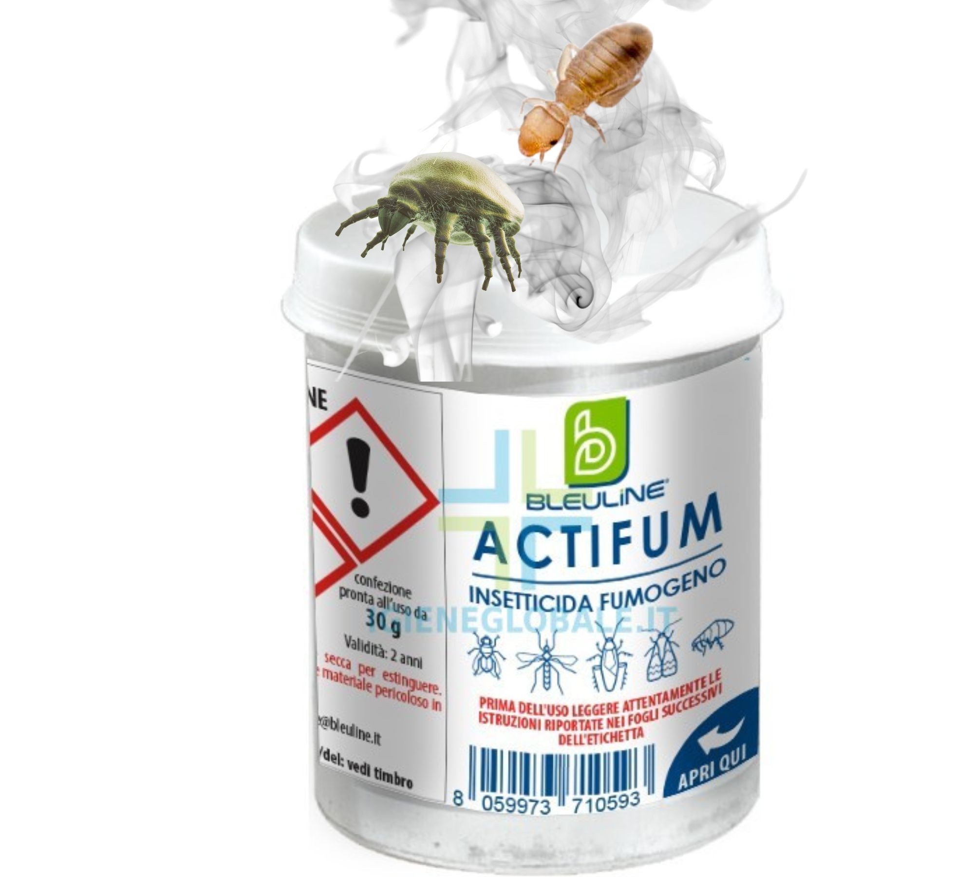 Insetticida fumogeno, fumigante, elimina insetti, professionale: Actifum barattolo da 30 gr. Insetticida fumogeno, fumigante, elimina insetti, professionale: Actifum barattolo da 30 gr. - immagine 1
