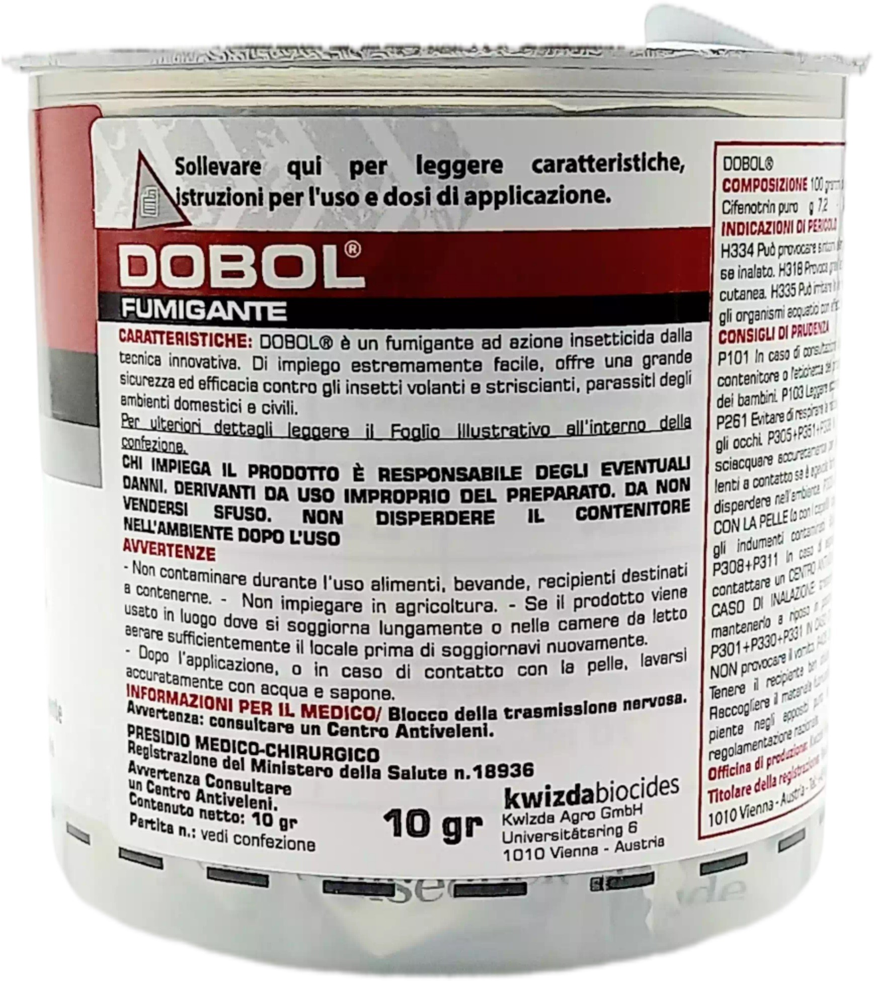Insetticida per ragni in casa, abitazioni, uffici, insetticida fumogeno: Dobol fumigante barattolo 10 gr. Insetticida per ragni in casa, abitazioni, uffici, insetticida fumogeno: Dobol fumigante barattolo 10 gr. - immagine 1