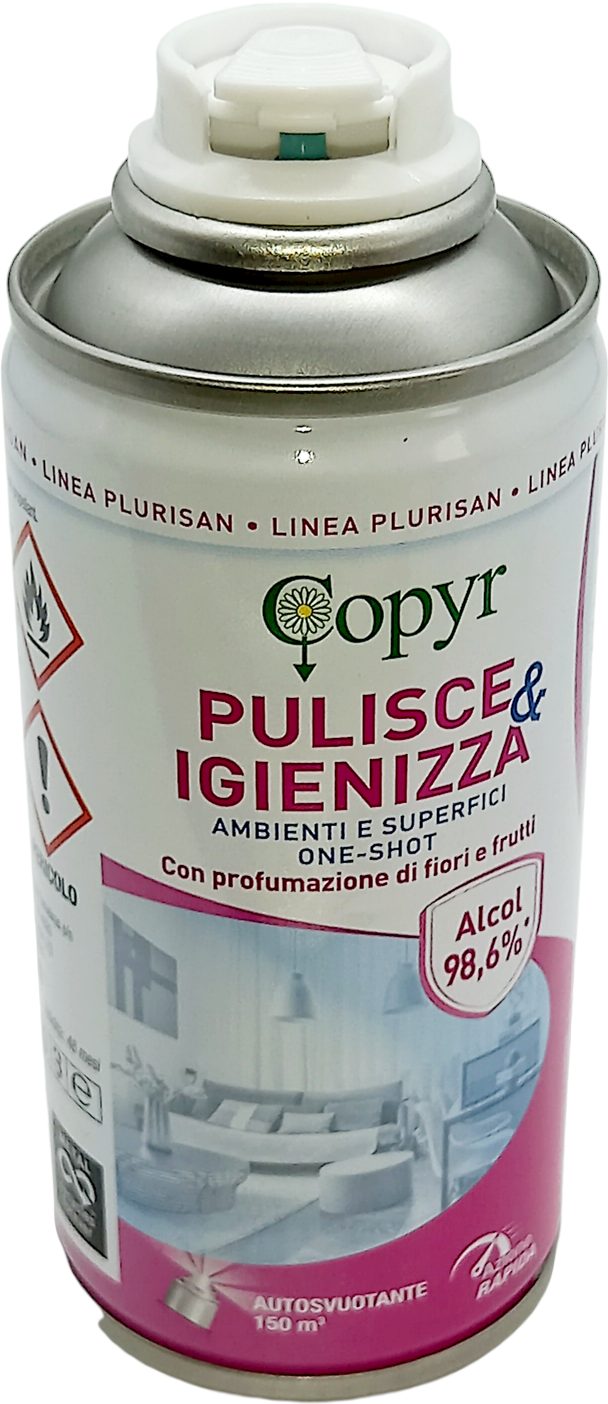 Plurisan spray igienizzante multiuso, alcol 96%.Bomboletta auto-svuotante 150 ml Plurisan spray igienizzante multiuso, alcol 96%.Bomboletta auto-svuotante 150 ml - immagine 1